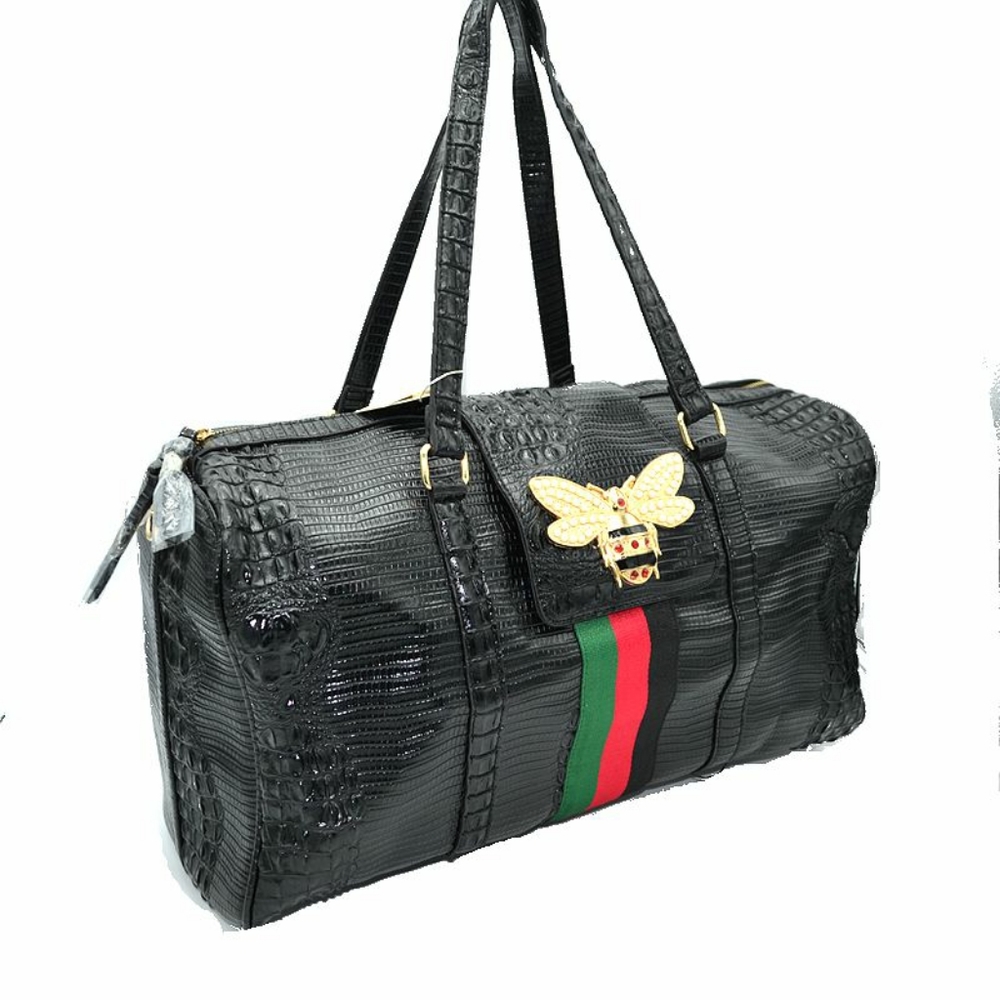 Black Snake Skin Travel Duffel / Tote Bag